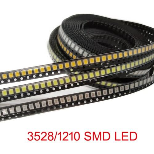 100pcs Super Bright 3528 1210 SMD LED Red/Green/Blue/Yellow/White LED Diode 3.5*2.8*1.9mm