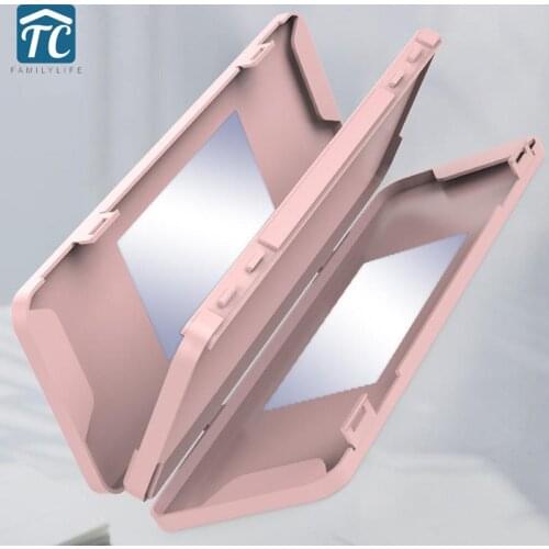 2PCS Face Mask Storage Box Mask Cover Bag Double-layer Portable Facemask Holder Mask Box with Mirror Save Mask Boxes Mask Case