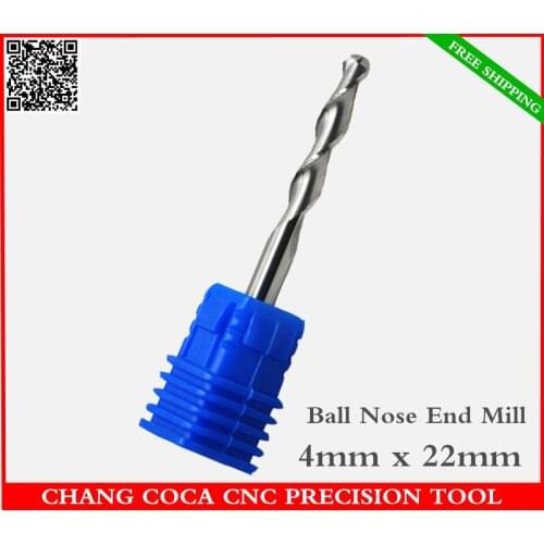 4mm*22mm,Freeshipping CNC computer engraving machine solid carbide end Mill,2 Flutes Ball nose cutter,Relief,PVC,MDF,acrylic
