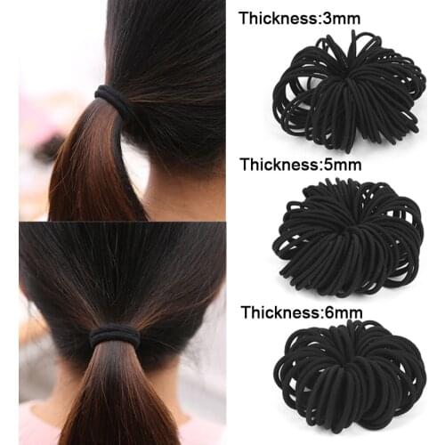 50pcs Elastic Basic Hairbands Hair Ties Girls Women Rubber Bands Ropes Hairband Ponytail Holder for Hair Thin Thick 3mm 4mm 6mm