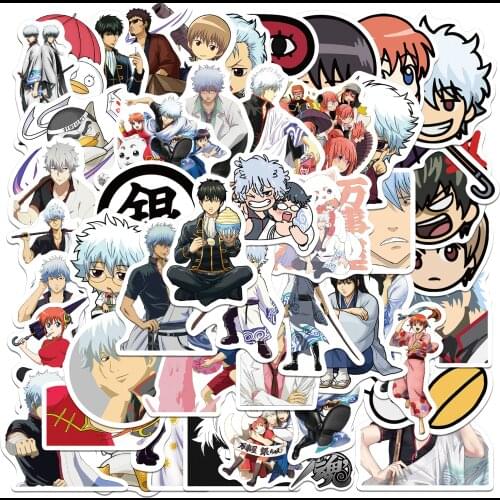 50 Pieces Gintama Graffiti Cartoon Stickers Thermos Suitcase Helmet Laptop Refrigerator Motor Bike Sticker Waterproof Stickers