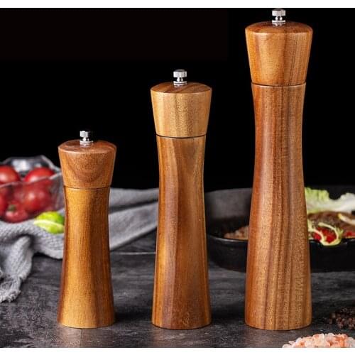 6" 8" 10" Manual Pepper Grinder Oak Wood Salt And Pepper Mill Multi-Purpose Cruet With Ceramic Grinder Kitchen Tools Mills Jar