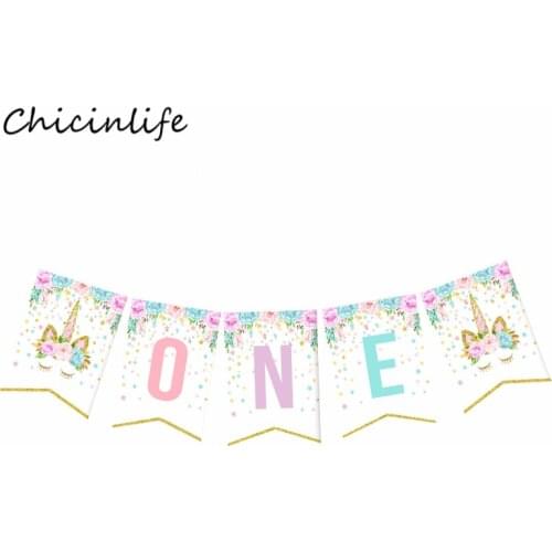 Chicinlife Unicorn ONE Banner Kids 1St Birthday Party Decoration Unicorn Party Favor Birthday Garland