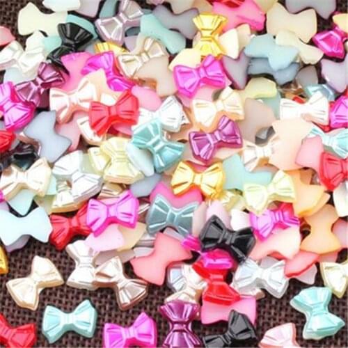 50pcs/pack 12*9 Mix color Tie shape Pearl Imitation ABS Flatback Beads DIY handmade jewelry
