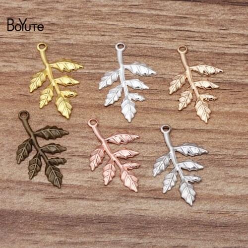 BoYuTe (100 Pieces/Lot) 26*27MM Stamping Brass Metal Leaf Charm Pendants DIY Hand Made Jewelry Accessories Wholesale