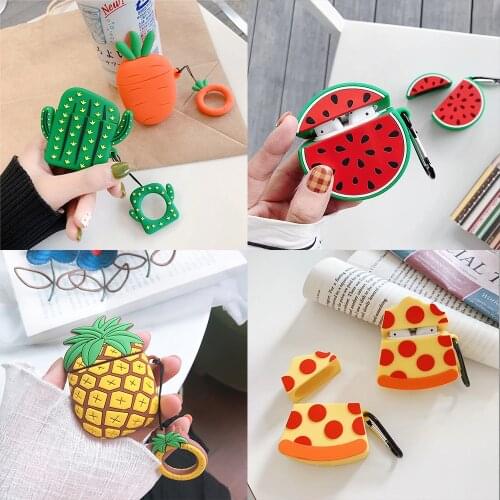 Carrots Pizza Watermelon Pandent for Airpods 1 2 Case Good Quality Bluetooth Wireless Earphone Cover For Airpods Case Cute