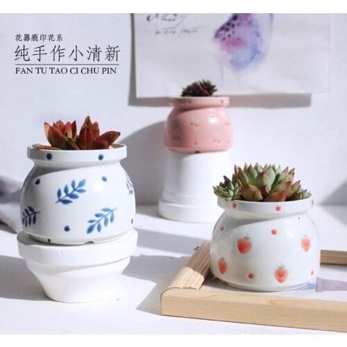 Flower pot new product hot sale hand-painted printing small fresh fleshy flower pot ceramic small flower pot