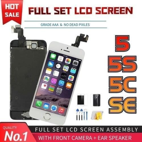 AAA+ LCD For iPhone 5 5S 5C SE Front Display with Touch Screen Digitizer Full Set LCD Complete Assembly Home Button Front Camera
