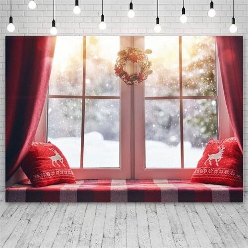 Avezano Backdrops Merry Christmas Tree Winter Mistletoe Wreath Red Pillow elk Background Photo Studio Photophone Photozone Decor