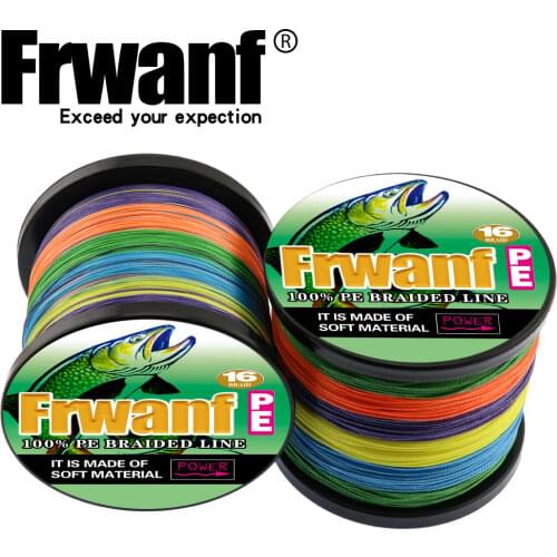 Frwanf Braided Fishing Line 16 Strands 500m Multifilament Line Braided Wire 20-500LB Hollowcore Lines Multicolor