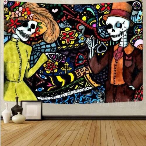 Death Day Tapestry Gothic Skeleton Wall Art