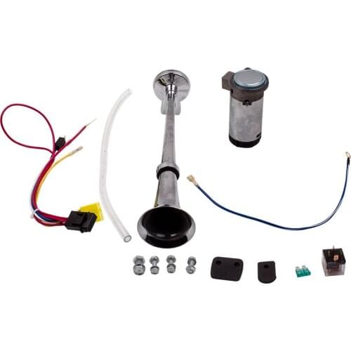 Single Trumpet Horn Compressor Kit 178DB 12V For Van Train Car Truck Boat Silver