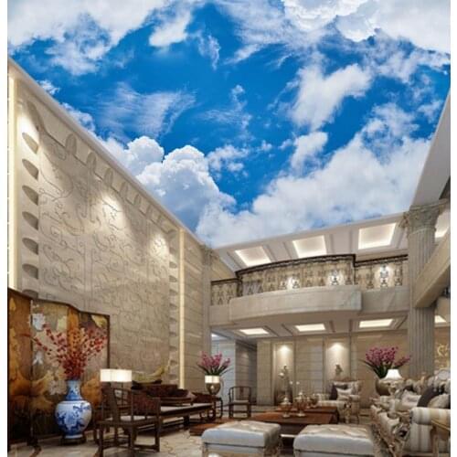 Beauty 3d Ceiling Murals Wallpaper The blue sky and white clouds Photo Wall Mural nonwovens Ceiling Wallpaper
