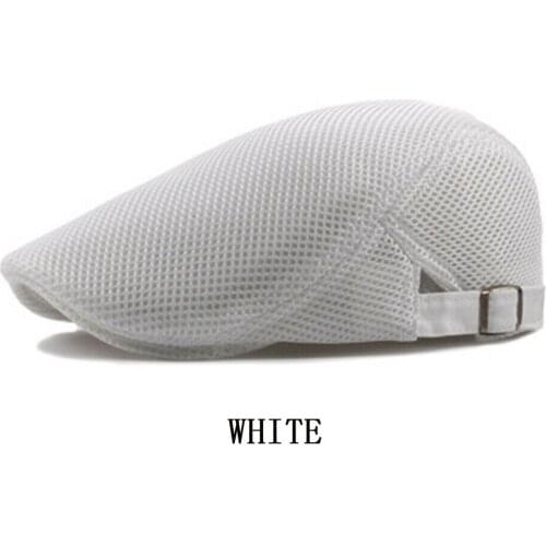 Summer Men Newsboy breathable Cap Hat Mesh Cabbie Golf Driving Sun Flat Beret Black White Gray Beige Hats Caps Visors