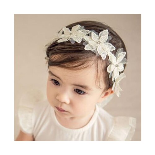 Citgeett Cute Baby Girls Flower Headband Princess White Floral Hair Wedding Party Headwear