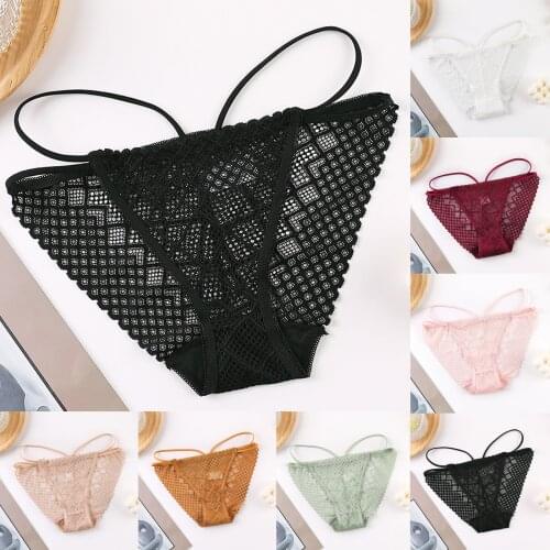 Fashion Sexy Underwear Womens Panties Hollow Lace Briefs Mid Waist G-String Thongs Porno Intimates Underpants Erotic Costumes