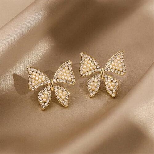 Euramerican and Korean version fashion popular butterfly shape enchase earnail Korea temperament web celebrity earring female ne