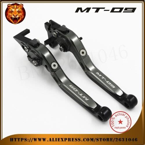 Motorcycle Adjustable Folding Extendable Brake Clutch Lever logo Mt-09 For YAMAHA MT09 FZ-09 FZ09 2014 2015 2016 Titanium+Black