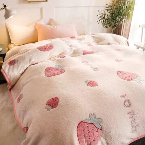 Soft Warm Coral Fleece Blanket Winter bedroom Quilt Sheet Bedspread Sofa Plaid Throw Light Thin Mechanical Wash Flannel Blankets