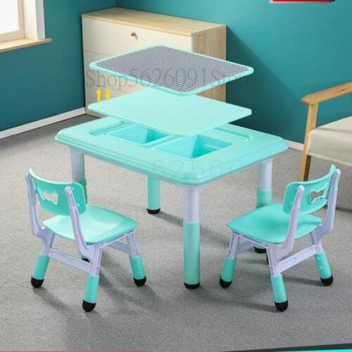Childrens Desks And Chairs Set, Kindergarten Home Plastic Game Table, Dining Table, Painting Table, Lifting Babys Writing