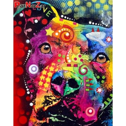 ParNarZar Rainbow Hip Hop Dog DIY 5D Diamond Painting Round / Square Full Drill Arts Craft Canvas for Kids Gift