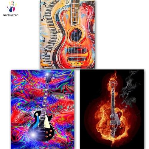 DIY colorings pictures by numbers with colors Different guitars picture drawing painting by numbers framed Home