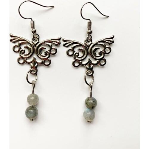 Natural Labradorite Beads Earrings Hoops Crystals Drop Earrings for Women Stones Healing Jewelry Earrings Handmade 1 Pair