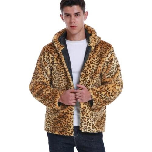 RoRoDox Unisex Warm Leopard Faux Fur Outwear Coat Loose Hooded Pocket Cardigan Hoodies Women Casaco Feminino