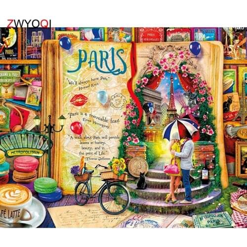 Full Square Diamond painting Macaroon Bicycle Coffee Lovers Full Round Diamond embroidery Cross stitch DIY 3D Diamond mosaic