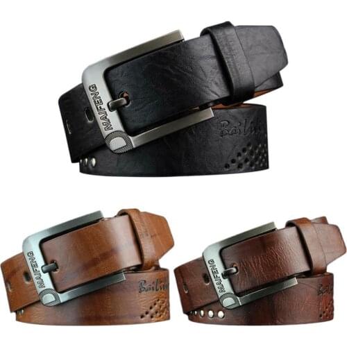 New Designer Black Wide Leather Belt Waistband Vintage Men Vintage Pin Buckle Studded Belts For Men Square Waist Accessory E1V7