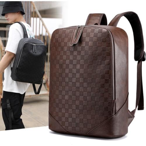 Modern PU Leather Travel Leisure Backpacks Vintage Retro Casual Bag Schoolbags for Men WomenTeenager Students