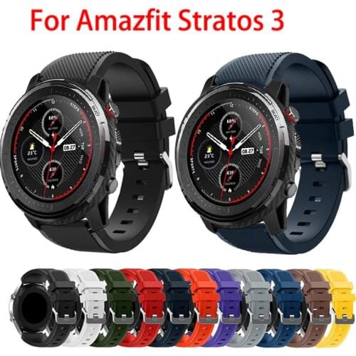 Silicone Wrist Band For Xiaomi Huami Amazfit Stratos 3 Replacement 22MM Strap For Amazfit Stratos 3 2/2S PACE Smart Watch Correa