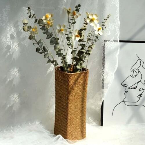 Hand-woven Vases Contracted Creative Flower Basket Seaweed woven flower basket Plant Dried Flower Vase Nordic Vase Home Decor