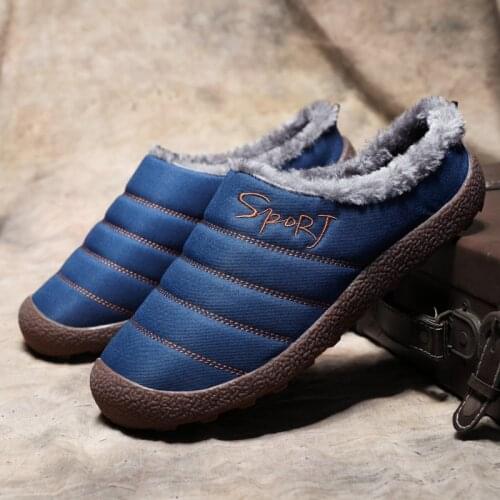 Plus Size 36-48 Slippers Men Winter Home Slippers Slides Unisex Cotton Shoes Plus Velvet Warm Waterproof Cloth Casual Shoes Male