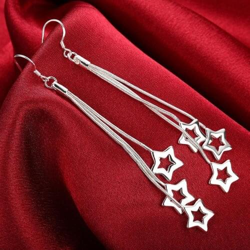 Ornaments silver plated Earring silver plated Fashion Jewelry For Female brincos,Triple Hollow Star Earring E161