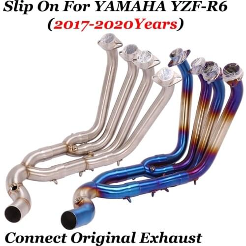 Slip OnFor Yamaha YZF-R6 R6 2017 2018 2019 2020 Motorcycle Exhaust System Escape Modified Stainless Steel Front Middle Link Pipe