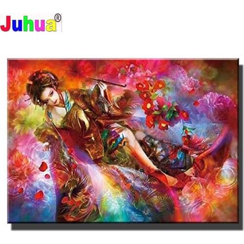 Japanese Geisha Woman diamond mosaic 5d diy diamond painting cross stitch kits 3d embroidery full rhinestone Cartoon Girl Gift