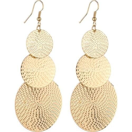 New 2018 Gold Silver Color Statement Geometric Circle Metal Pendientes Earrings For Women Fashion Drop Earring Brincos