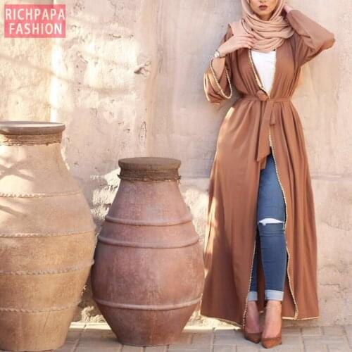 Plus Size Open Abaya Kimono Muslim Dubai 2019 kaftan Women Beading Maxi Cardigan Hijab Dress Turkish Islamic Ramadan Clothing
