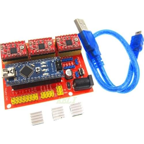 1SET 3DV4 CNC Shield V4 + Nano 3.0 + 3pcs A4988 Reprap Stepper Drivers Set