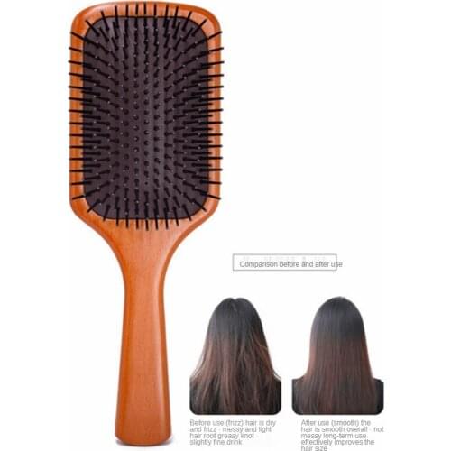 1PC Wood Comb Professional Healthy Paddle Cushion Hair Loss Massage Brush Hairbrush Comb Scalp Hair Care Healthy Hair Brush