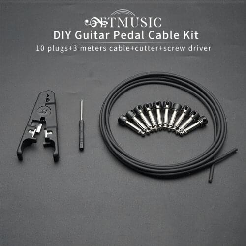 10 Solderless Connections Design Guitar Cable DIY Guitar Pedal Patch Cable kit Black Cap Plug 3M Cable
