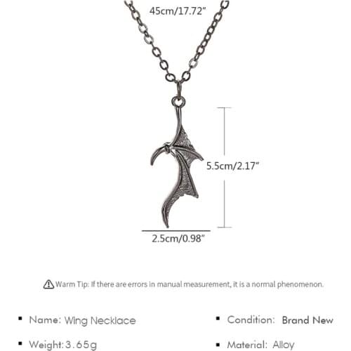 2Pcs Vinatge Bat Wing Heart Couples Pendant Necklace Set Lovers Fashion Jewerly T84A