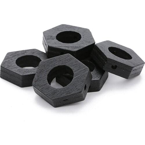 20Pcs Sexangle Wooden Loose Spacer Beads Decors Bracelets Accessory 29x30mm