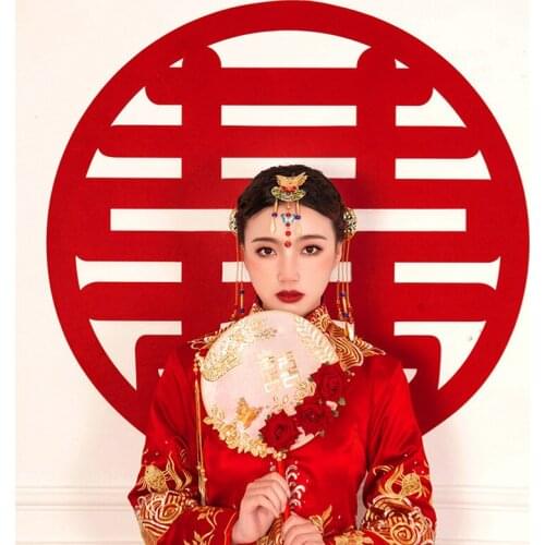 20pcs/pack Wedding Decorations Chinese Style Non-woven Fabric Sticker Wedding Decoration For Home Wall Room Happiness Decor