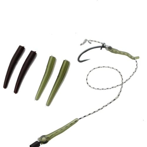 30PCS Carp Fishing Line Anti Tangle Sleeves Fishing Hook Sleeves Soft Rubber Tube Connector Hair Rig Aligner Carp Fishing Tackle