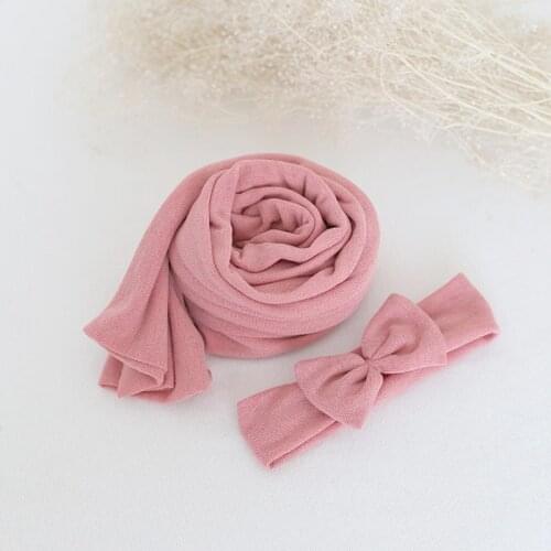 5pcs/lot 35x160cm Newborn stretch knit Jersey wrap&headband set Baby swaddle wrap photography props Newborn layer fabric wrap