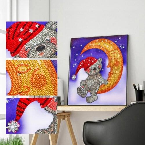 5D DIY Special Shaped Diamond Painting Moon Bear Mosaic Kit Rhinestone Drawing Picture Set Home Wall Decoration Craft Gift