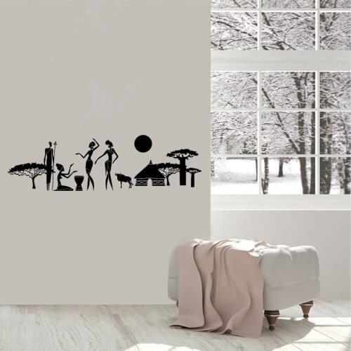 Afro Style Tribe Women Wall Decal Sticker Vinyl Woman Africa African Wall Stickers For Living Room Home Decor Mural DW10057