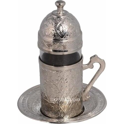 WHITE-YELLOW-ANTIQUE YELLOW-ANTIQUE COPPER-SIX DRINK SET -WATER YOUR PATTERNED COFFEE